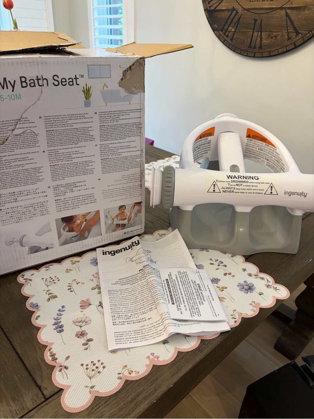 Ingenuity White & Gray Baby Bath Seat - Secure Infant Support